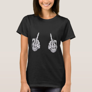 Skeleton Hand Halloween Bones Middle Finger Skull T-Shirt