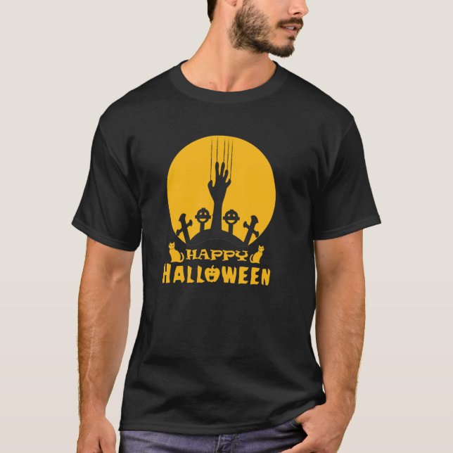 Skeleton Hand  Halloween Graveyard  T-Shirt (Front)