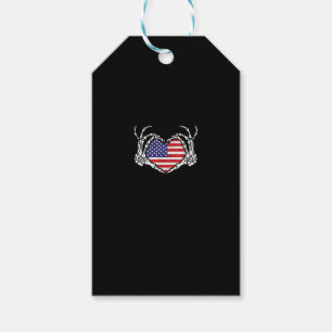 Skeleton Hand Heart 4th Of American Flag Patriotic Gift Tags
