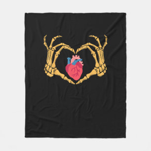 Skeleton Hand Heart Anatomy Cardiac Cvicu Nurse Fleece Blanket