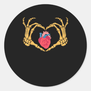 Skeleton Hand Heart Anatomy Cardiac Cvicu Nurse Ha Classic Round Sticker