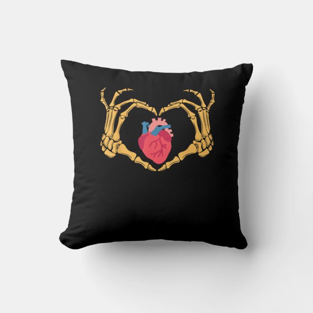 Skeleton Hand Heart Anatomy Cardiac Cvicu Nurse Ha Cushion (Front)