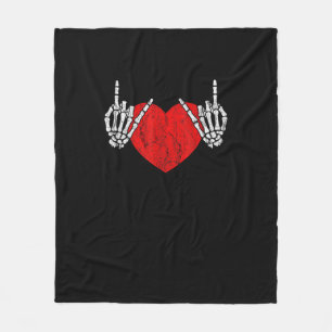 Skeleton Hand Heart And Roll, Valentines Halloween Fleece Blanket