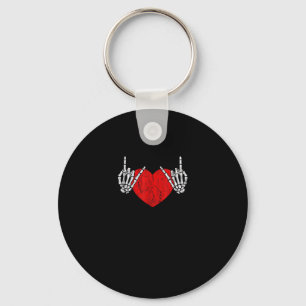 Skeleton Hand Heart And Roll, Valentines Halloween Key Ring