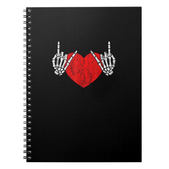Skeleton Hand Heart And Roll, Valentines Halloween Notebook (Front)