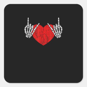 Skeleton Hand Heart And Roll, Valentines Halloween Square Sticker