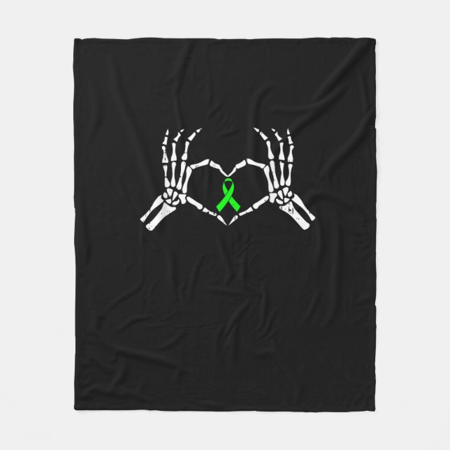 Skeleton Hand Heart Awareness Ribbon Fleece Blanket (Front)