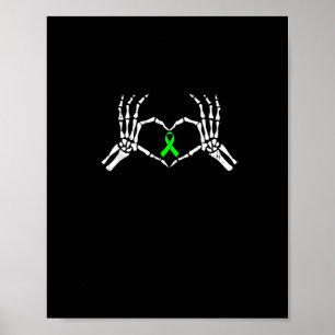 Skeleton Hand Heart Awareness Ribbon Poster