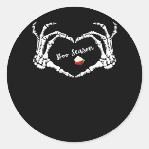 Skeleton Hand Heart Boo Season Classic Classic Round Sticker