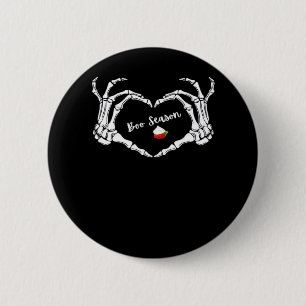 Skeleton Hand Heart Boo Season Spooky Vibe 6 Cm Round Badge