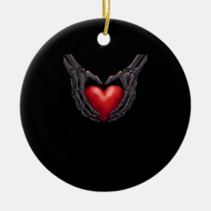Skeleton Hand Heart Ceramic Tree Decoration