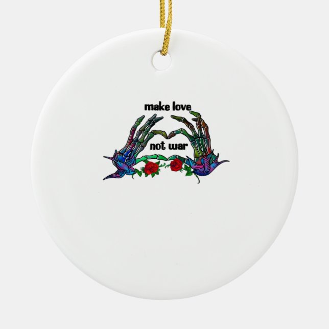 Skeleton Hand Heart Design Ceramic Tree Decoration (Front)