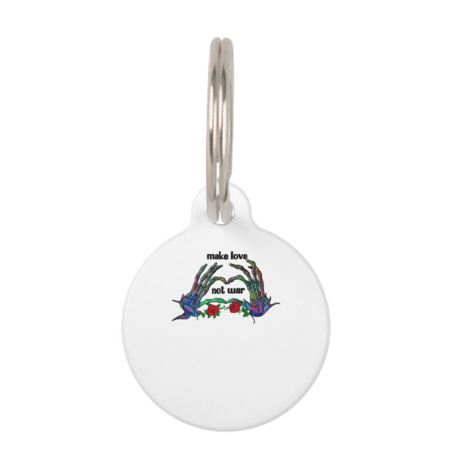 Skeleton Hand Heart Design Pet Tag (Front)