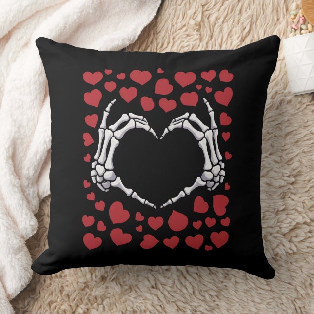 Skeleton Hand Heart Funny Bones Valentine's Day Cushion (Blanket)