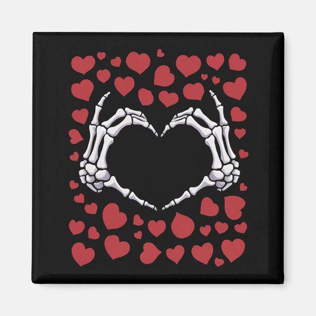 Skeleton Hand Heart Funny Bones Valentine's Day Magnet (Front)