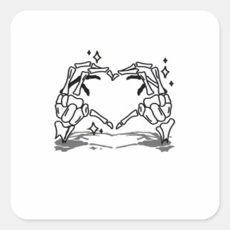 Skeleton Hand Heart Funny Design Square Sticker