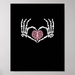 Skeleton Hand Heart Funny Halloween Women Men Poster