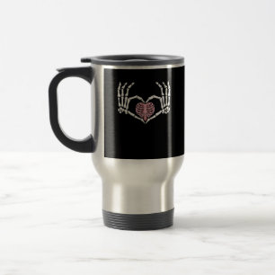 Skeleton Hand Heart Funny Halloween Women Men Travel Mug