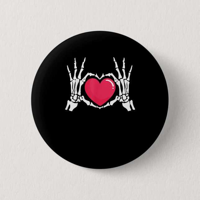 Skeleton Hand Heart Halloween 6 Cm Round Badge (Front)