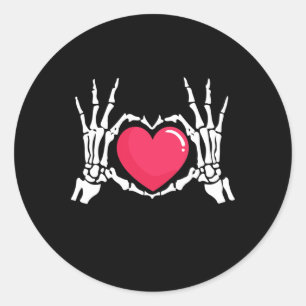 Skeleton Hand Heart Halloween Classic Round Sticker