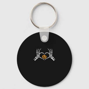 Skeleton Hand Heart Halloween Costume Pumpkin Key Ring