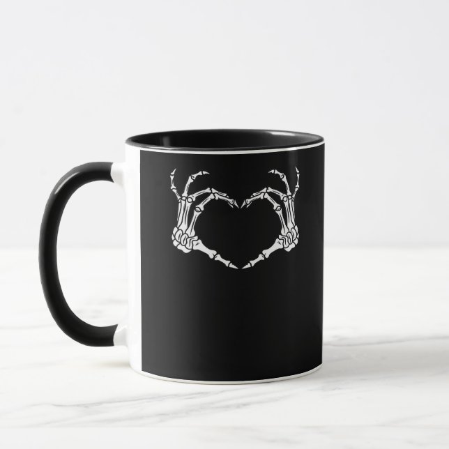 Skeleton Hand Heart Halloween Design  Mug (Left)