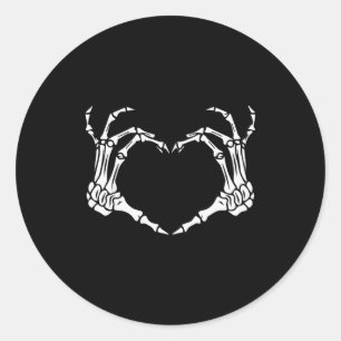Skeleton Hand Heart Halloween Funny Bones Love Classic Round Sticker