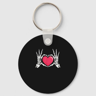 Skeleton Hand Heart Halloween Key Ring