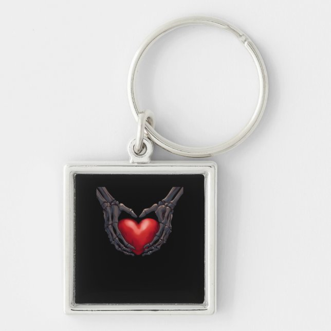 Skeleton Hand Heart Key Ring (Front)