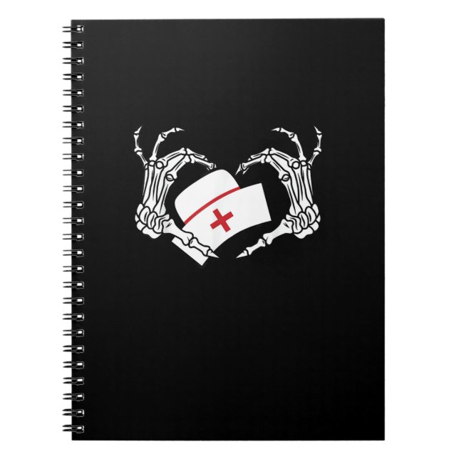 Skeleton Hand Heart Lazy Diy Halloween Costume Nur Notebook (Front)