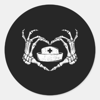Skeleton Hand Heart Lazy Halloween Costume Funny Classic Round Sticker
