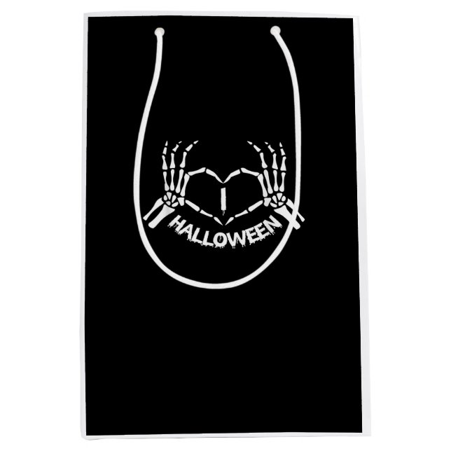 Skeleton Hand Heart Lazy Halloween Costume Funny Medium Gift Bag (Front)