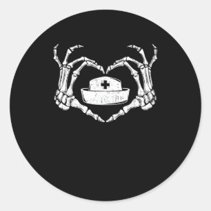 Skeleton Hand Heart Lazy Halloween Costume Funny N Classic Round Sticker