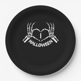 Skeleton Hand Heart Lazy Halloween Costume Funny Paper Plate