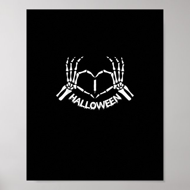 Skeleton Hand Heart Lazy Halloween Costume Funny Poster (Front)