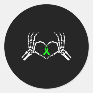 Skeleton Hand Heart Mental Health Awareness Ribbon Classic Round Sticker