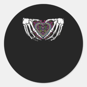 Skeleton Hand Heart Muertos Mexican Day Of Dead Classic Round Sticker