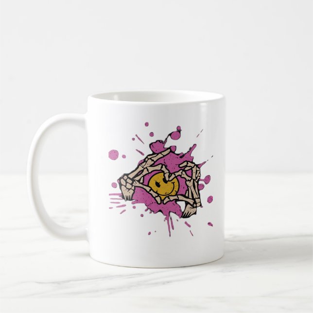 Skeleton Hand Heart Show Classic Coffee Mug (Left)