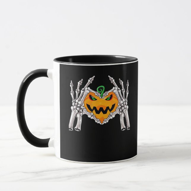 Skeleton Hand Heart Sign Bone Costume Mug (Left)