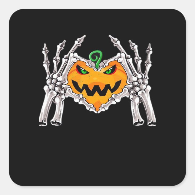 Skeleton Hand Heart Sign Bone Costume Square Sticker (Front)