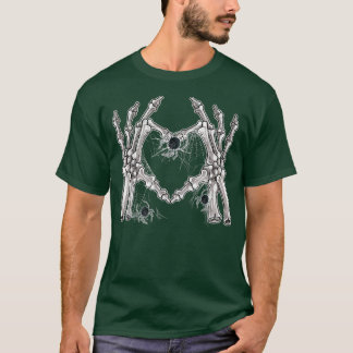 Skeleton Hand Heart Sign Bones Costume Funny Hallo T-Shirt