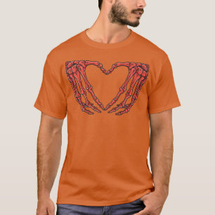 Skeleton Hand Heart Sign Bones Costume Funny Hallo T-Shirt