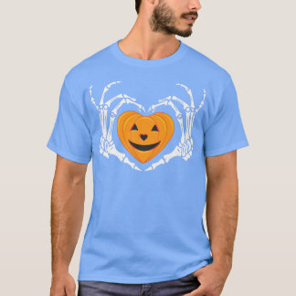 Skeleton Hand Heart Sign Bones Costume Funny Hallo T-Shirt