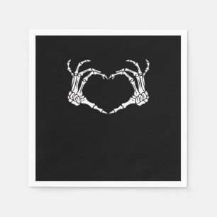 Skeleton Hand Heart Sign Costume Funny Halloween Napkin