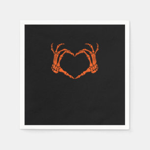 Skeleton Hand Heart Sign Costume Halloween Design Napkin