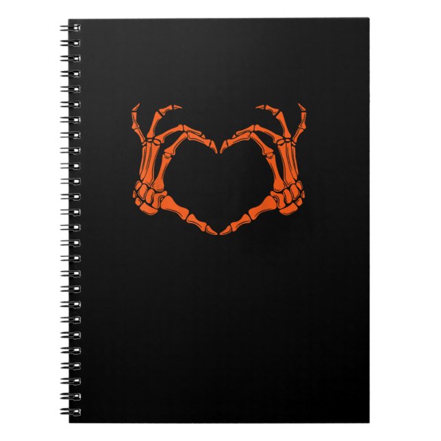Skeleton Hand Heart Sign Costume Halloween Design Notebook (Front)