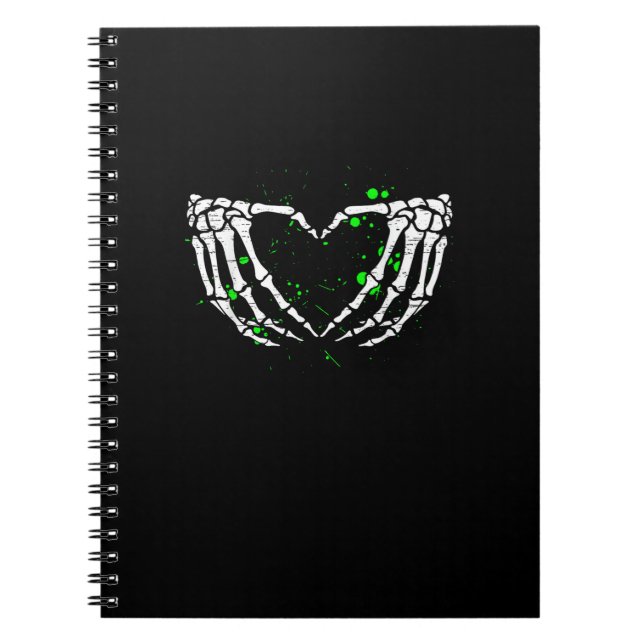 Skeleton Hand Heart Sign Costume Halloween Notebook (Front)