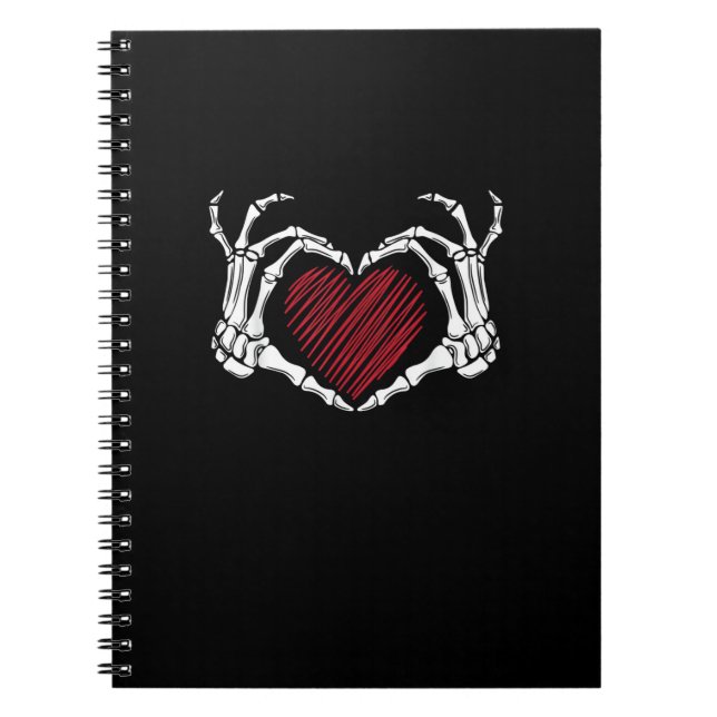 Skeleton Hand Heart Sign Costume Trending Hallowee Notebook (Front)