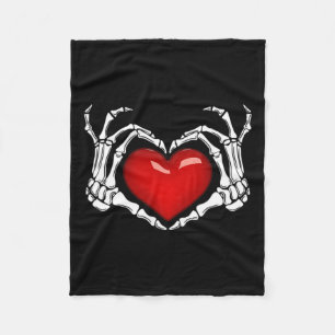 Skeleton Hand Heart Sign Halloween Skeleton Hand P Fleece Blanket