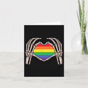 Skeleton Hand Heart Sign Retro Halloween Lgbt Rain Card